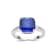 Blue Asscher Cut Lab Created Sapphire, Round White Topaz Accents Rhodium
Over Silver Ring for Women