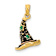 14k Yellow Gold Textured and Enameled 3D Witch's Hat (Halloween) Charm
