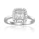 Baguette White Topaz and Round Moissanite Sterling Silver Halo Ring 1.75ctw