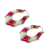 Gold Tone Pink and White Enamel Earring