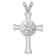 Rhodium Over Sterling Silver Polished and Brushed Sand Dollar Cross Pendant
