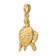 14k Yellow Gold Textured Sea Turtle with Moveable Head and Legs Pendant