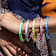 Acrylic Rave Slip On Bangle Bracelet in Red and Yellow Tie Dye