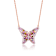 Multi-Color CZ Butterfly Station Necklace In 18K Rose Gold Over Sterling Silver
