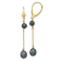 14K Yellow Gold 5-7mm Black Rice Freshwater Cultured Pearl Leverback Earrings