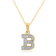 White Diamond Accent 10k Yellow Gold B Initial Pendant With 18” Rope Chain