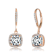 Square CZ Halo Drop Earrings In 18K Rose Gold Over Sterling Silver