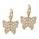 14K Yellow Gold Textured Butterfly with Beaded Filigree Wings Dangle Earrings