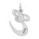 Rhodium Over Sterling Silver Fancy Script Letter E Initial Charm