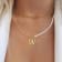 14K Gold Over Brass Initial Pearl Simulant Link Chain Necklace Letter W