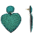 Off Park® Collection, Two tone Teal Seed Bead Heart Earring