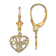 14k Yellow Gold Polished Sweet 16 Heart Dangle Earrings