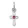 Rhodium Over Sterling Silver Child's October Pink Preciosca Crystal
Cross Pendant