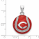 Rhodium Over Sterling Silver MLB LogoArt Cincinnati Reds Enameled Pendant