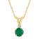 5mm Round Emerald with Diamond Accent 14k Yellow Gold Pendant With Chain