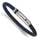 Blue Leather and Stainless Steel Polished 8.25-inch Bracelet