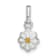 Rhodium Over Sterling Silver White and Yellow Enamel Daisy Children's Pendant