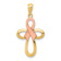 14K Two-tone Gold  Polished Pink Ribbon Cross Pendant