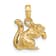 14k Yellow Gold Solid 3D Textured Squirrel with Nut pendant