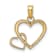 10K Yellow Gold Flat Two Intertwined Heart Charm