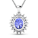 Blue Tanzanite and White Diamond 14K White Gold Halo Pendant with Cable
Chain 3.75ctw