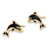 14k Yellow Gold White and Black Enamel Dolphin Stud Earrings