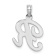 Rhodium Over 14k White Gold Polished Script Letter R Initial Pendant