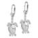 Rhodium Over Sterling Silver 3D Moveable Turtle Leverback Earrings