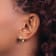 Sterling Silver Gold-tone Black Enamel CZ Hoop Earrings