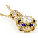 Diamond Simulant, Lab Blue Sapphire And White Zircon Pendant Necklace In
18K Gold Over Sterling Silver 1.54ctw