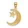 14k Yellow Gold Polished and Textured Moon and Stars Pendant