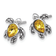Rhodium Over Sterling Silver Antiqued Crystal November Birthstone Turtle Earrings