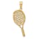 14k Yellow Gold Solid 3D Polished and Textured Tennis Racquet Pendant