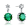 Emerald Color CZ Circle Drop Earrings In Sterling Silver