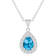 8x5mm Pear Shape Swiss Blue Topaz and White Topaz Rhodium Over Sterling
Silver Halo Pendant w/Chain