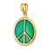 14k Yellow Gold Green Enameled 3D Peace Symbol Charm
