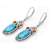 Turquoise And Spiny Oyster Shell Sterling Silver Earrings 16x7mm