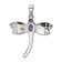 Rhodium Over Sterling Silver Lab Created Opal Dragonfly Amethyst Pendant