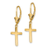 14k Yellow Gold Polished Cross Dangle Earrings