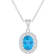 8x6mm Oval Swiss Blue Topaz and White Topaz Accent Rhodium Over Sterling
Silver Halo Pendant w/Chain