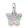Rhodium Over Sterling Silver Children's Small Enamel Butterfly Pendant