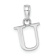 Rhodium Over 14k White Gold Polished Block Letter U Initial Pendant
