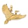 14k Yellow Gold Textured Flying Heron Bird Charm