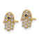 14K Yellow Gold Cubic Zirconia and Blue Glass Stone Hamsa Stud Earrings
