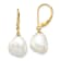 14K Yellow Gold 10x12mm White Keshi Freshwater Cultured Pearl Leverback Earrings