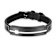 Mens Black Leather and Stainless Steel Cross Bracelet