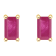 5x3mm Emerald Cut Ruby 14k Yellow Gold Stud Earrings
