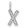 14K White Gold Diamond Letter X Initial Pendant