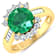 3.33ctw Green Emerald and Diamond 14K Yellow Gold Halo Ring