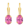 6x4mm Oval Pink Topaz 10k Yellow Gold Drop Earrings